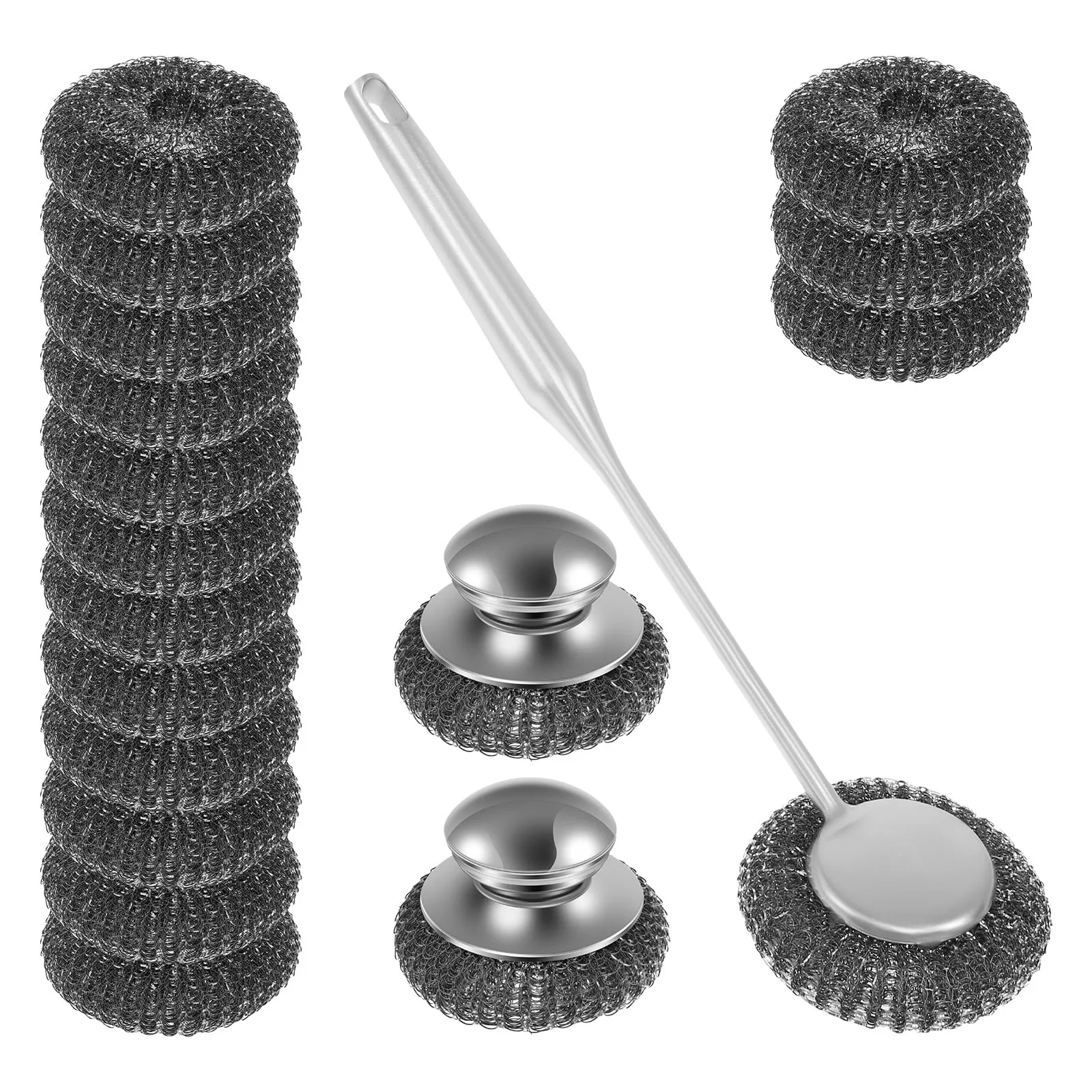 

Kitchen Cast Iron Cleaner Pot Pans Cleaning Scrubber Steel Rust Remover Scraper Brush Kit Metal Cleaning Brush Tool for Pot Dish