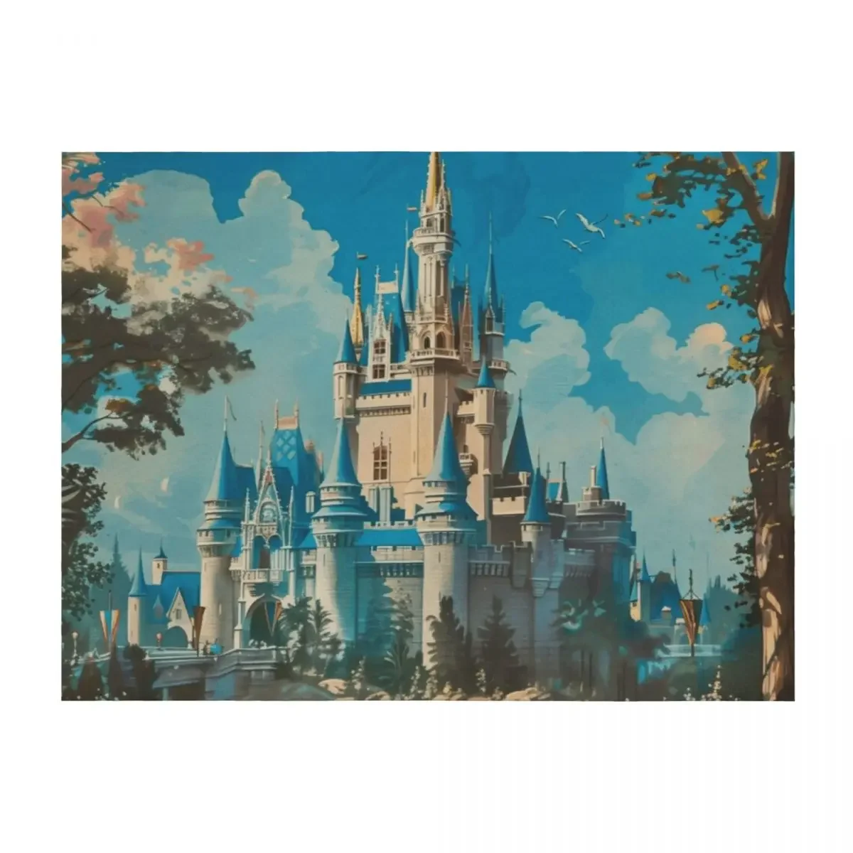 

Vintage Fairytale Castle Throw Blanket christmas decoration Personalized Gift for winter blankets and throws Blankets