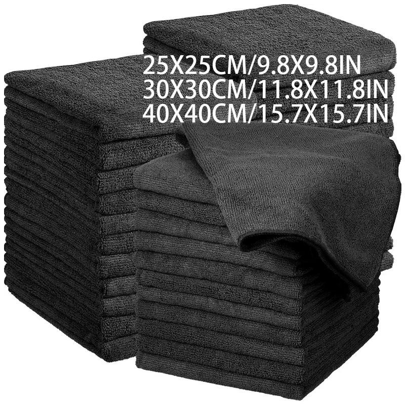 Toallas de salón de microfibra Premium, absorbentes negras para estilista, toalla para el cabello a prueba de lejía para el hogar, hotel, salón de belleza