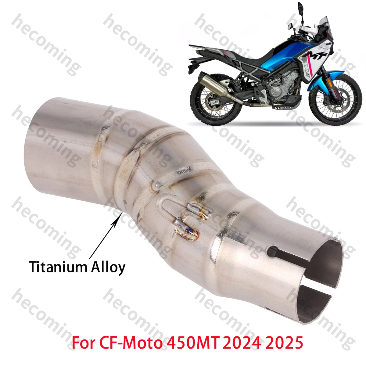 

Titanium Alloy Mid Link Pipe For CF-Moto 450MT 2024 2025 Slip on Exhaust Midpipe Fits 51mm Muffler