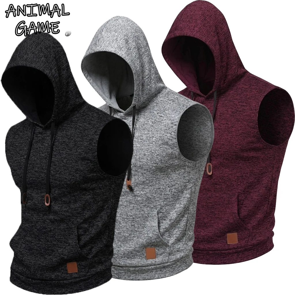 Novo Colete Masculino com Capuz Leve, Moletom Masculino com Capuz, Roupa de Luxo para Treino, Regata Fitness com Capuz para Homens