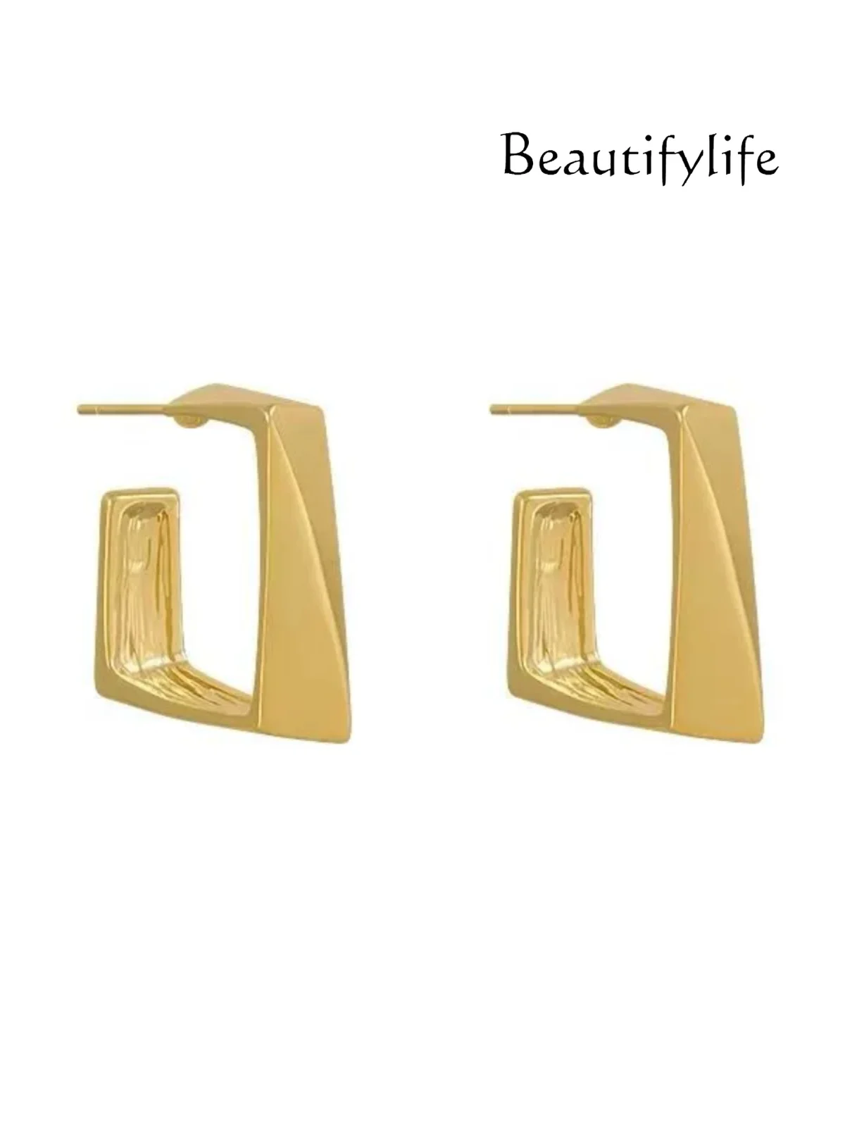 

High-end gold simple cold wind earrings, new temperament earrings, female sterling silver needle atmosphere