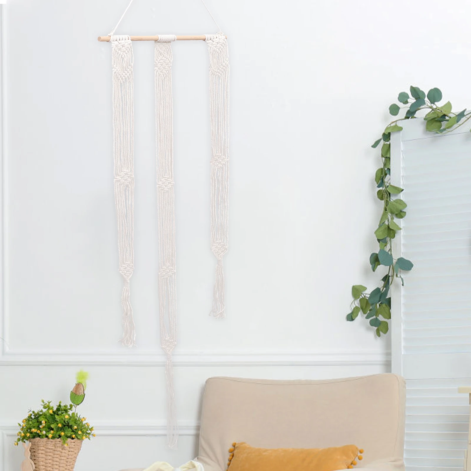 

Bohemian Wall Tapestry Woven Hat Organizer Cotton Rope Macrame Hanger Wall Storage Display Holder Indoor Decor