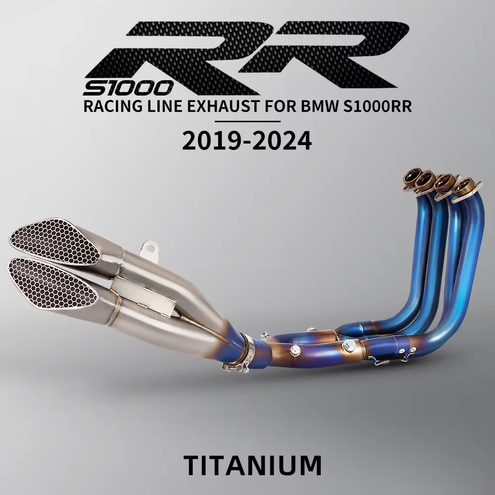 

For BMW S1000R S1000RR Motorcycle Exhaust Full System Titanium Alloy Slip on Front Link Pipe with Double Outlet Muffler