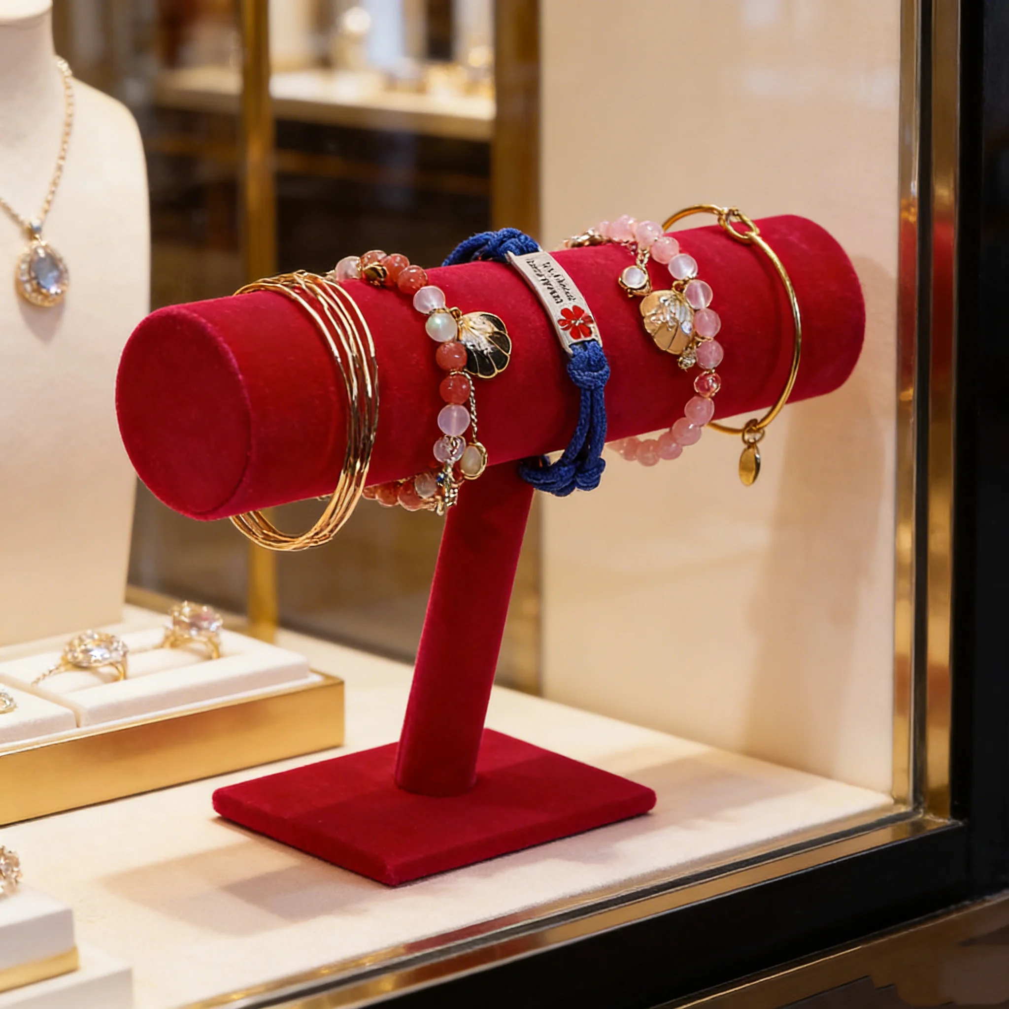 

1pc Suede desktop counter jewelry display rack, vertical storage rack for household bracelets and necklaces, high-end, simple