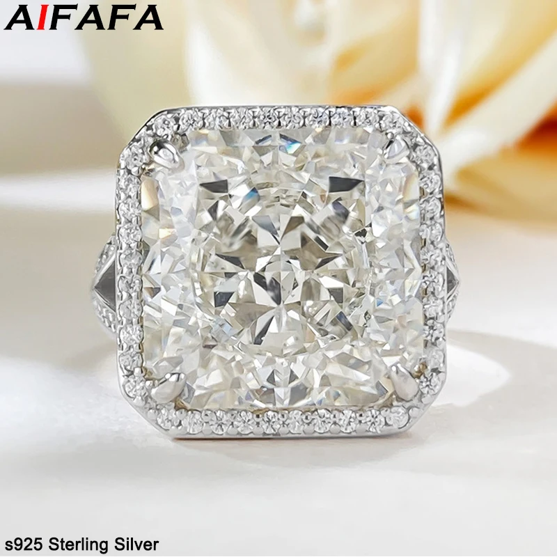 

Square High Carbon Diamond s925 Silver Rings 13*13mm 5A Grade Big Stone Stunning Ring Fine Jewelry