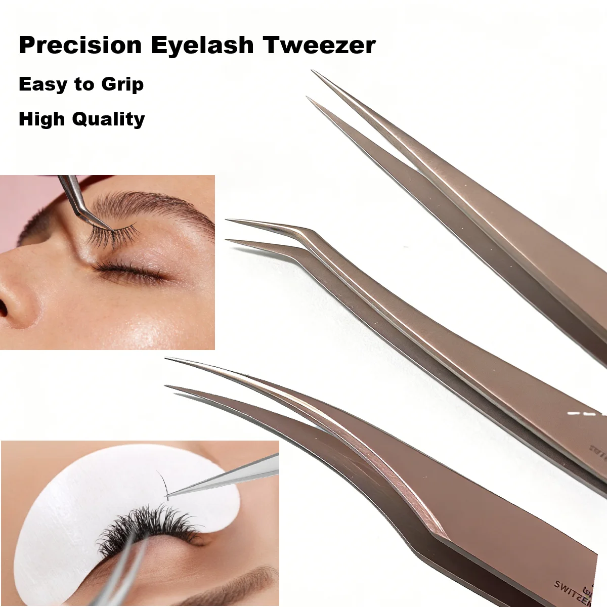 

2pcs High Precision Lash Tweezers for Professional Eyelash Technicians Eyelash Extension Tweezers for Salon & Home Use tweezer