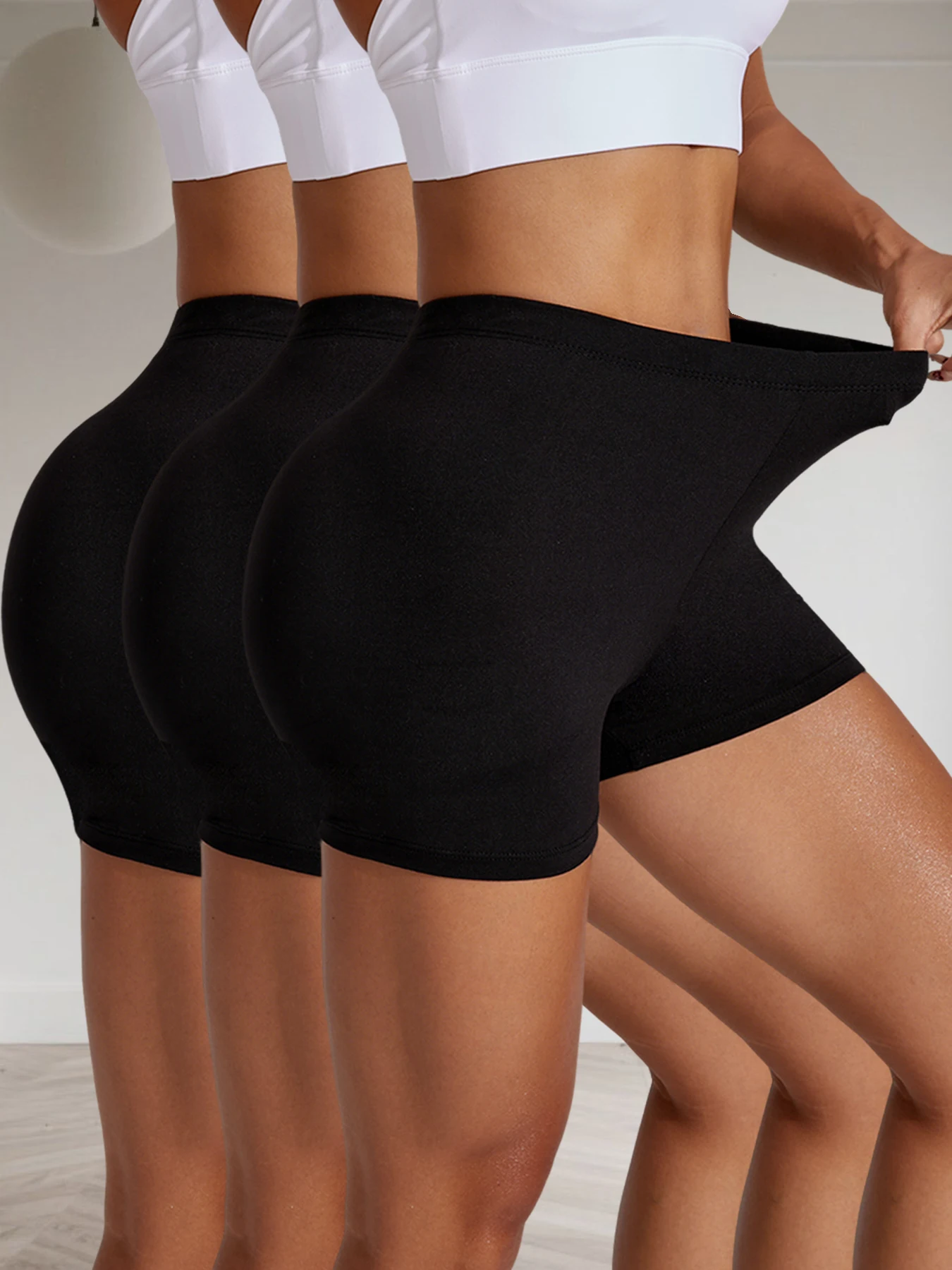 

3 Pack High Elasticity Sports Biker Shorts For Women Super Soft No See Yoga Running Push Up Gym Fitness Women's Activewear