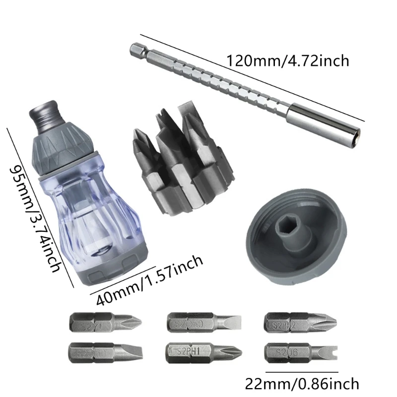 Practical Ratcheting Screwdriver with Bit Storage and High Torques Mechanism for Stubborn Screws