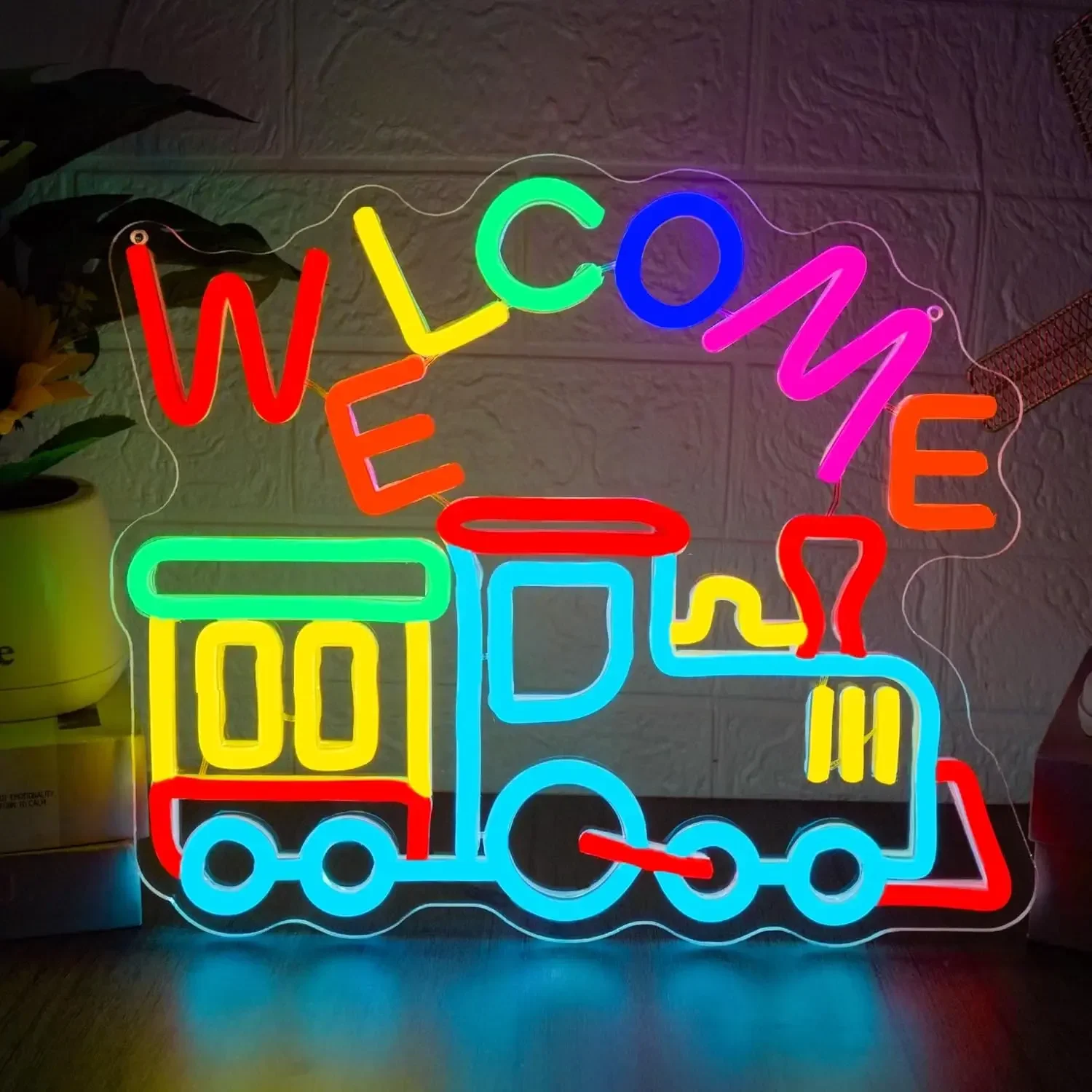 ウェルカムledネオンサイン-トレインオープン-ネオンライトサイン-usb調光式-ゲームルーム-レストラン-ホテル-バー-誕生日パーティー-壁飾り-ギフト