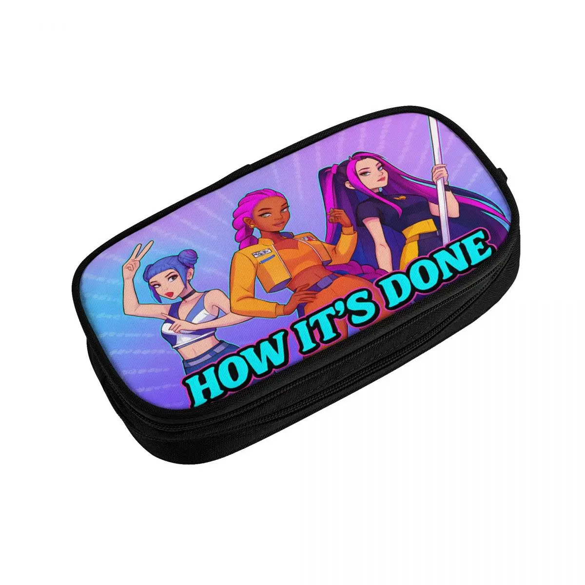 KPop 악마 사냥꾼 연필 케이스 학교로 돌아 가기 연필 케이스 지퍼 소년 소녀 멋진 대용량 연필 상자 편지지 주최자