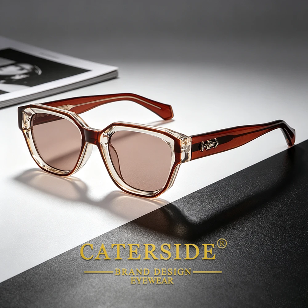 CATERSIDE Retro Men's Sunglasses Square Thick Frame Cellulose Propionate Temple Tips Sun Glasses Women's Outdoor Driving Glasses