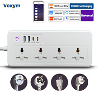 Universal WiFi Smart Power Strip Tuya Smart Socket Voice Control APP Remote Control Timing Control Works with Alexa/Google Home