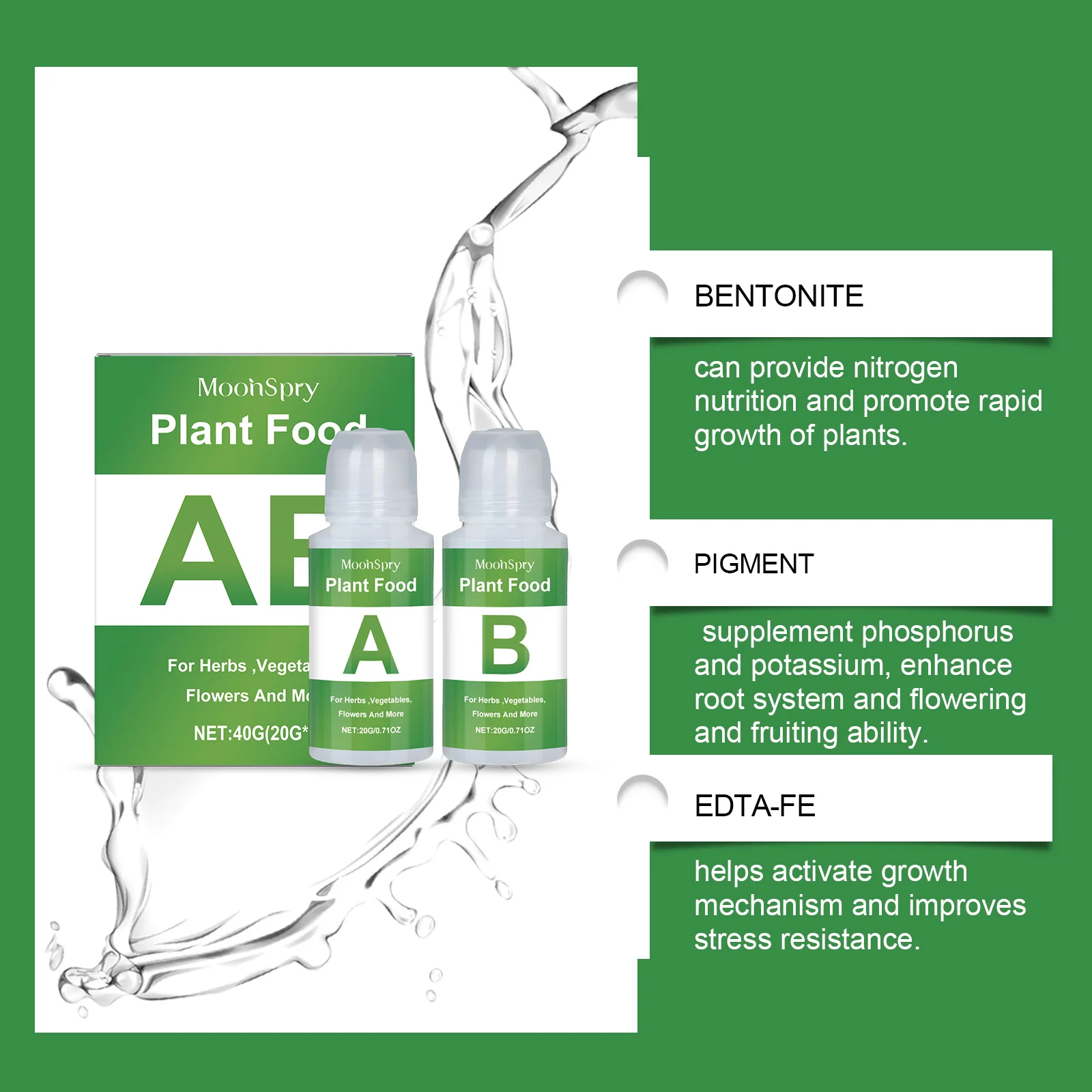 MoonSpry Hydroponic Nutrient Solution AB Dual Agent Flower Plant Planting Soilless Cultivation Nutritional Supplement