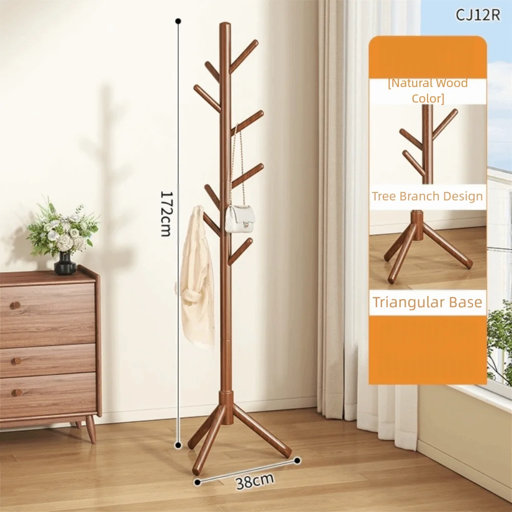

New 8 Hooks Coat Rack Floor-standing Space Saving Clothes Hanger Sturdy Clothes Drying Stand Room Organization