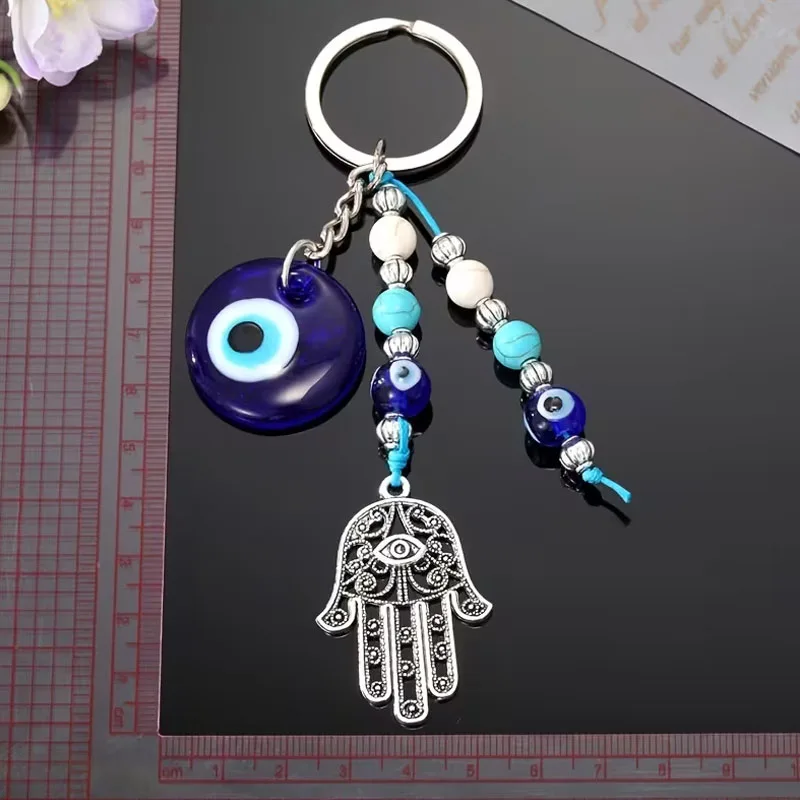 Evil Eye Hamza Hand Schlüsselanhänger aus Legierung, Glücksbringer für Geldbörsen und Rucksäcke, Schmuck für Damen und Herren als Geschenk – Detail 5