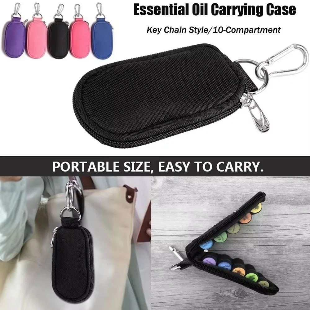 10Slots Essential Oil Storage Bag Shockproof Moisture-proof Essential Oil Carrying Case Protective with Hanging Buckle