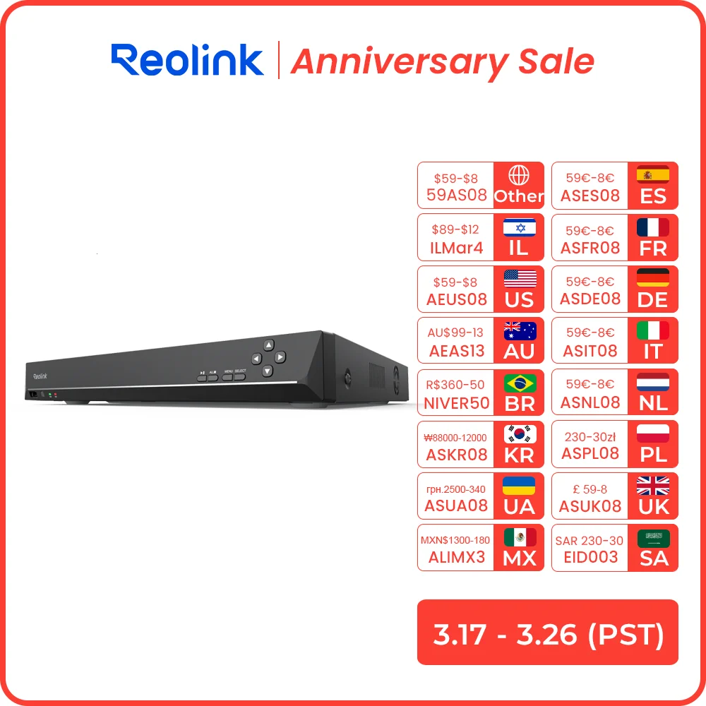 Reolink-Système de caméra de sécurité 36CH 12MP, audio bidirectionnel, 4K NVR, pour caméra IP