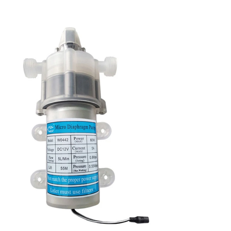

Микро мембранный насос, бесшумный пищевой насос, машина для чистой воды, самовсасывающий водяной насос постоянного тока 12 В, пищевой класс 80 Вт