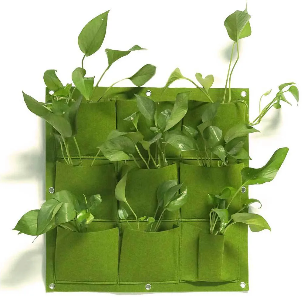

9 Pocket Plant Growing Bag Vertical Wall Hanging Planter Large Capacity Weather Resistant Deep Bag For Flower Garden Nursery