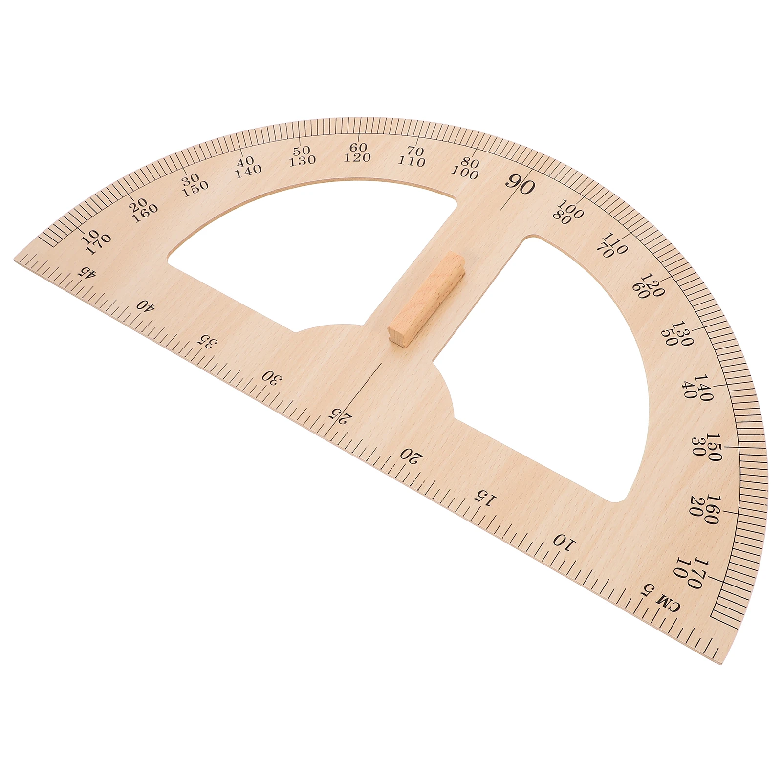 Wooden Protractor Teaching Aids Large Scale Drawing Instrument For Classroom Ruler Reusable Wood Measuring Gauge Tool
