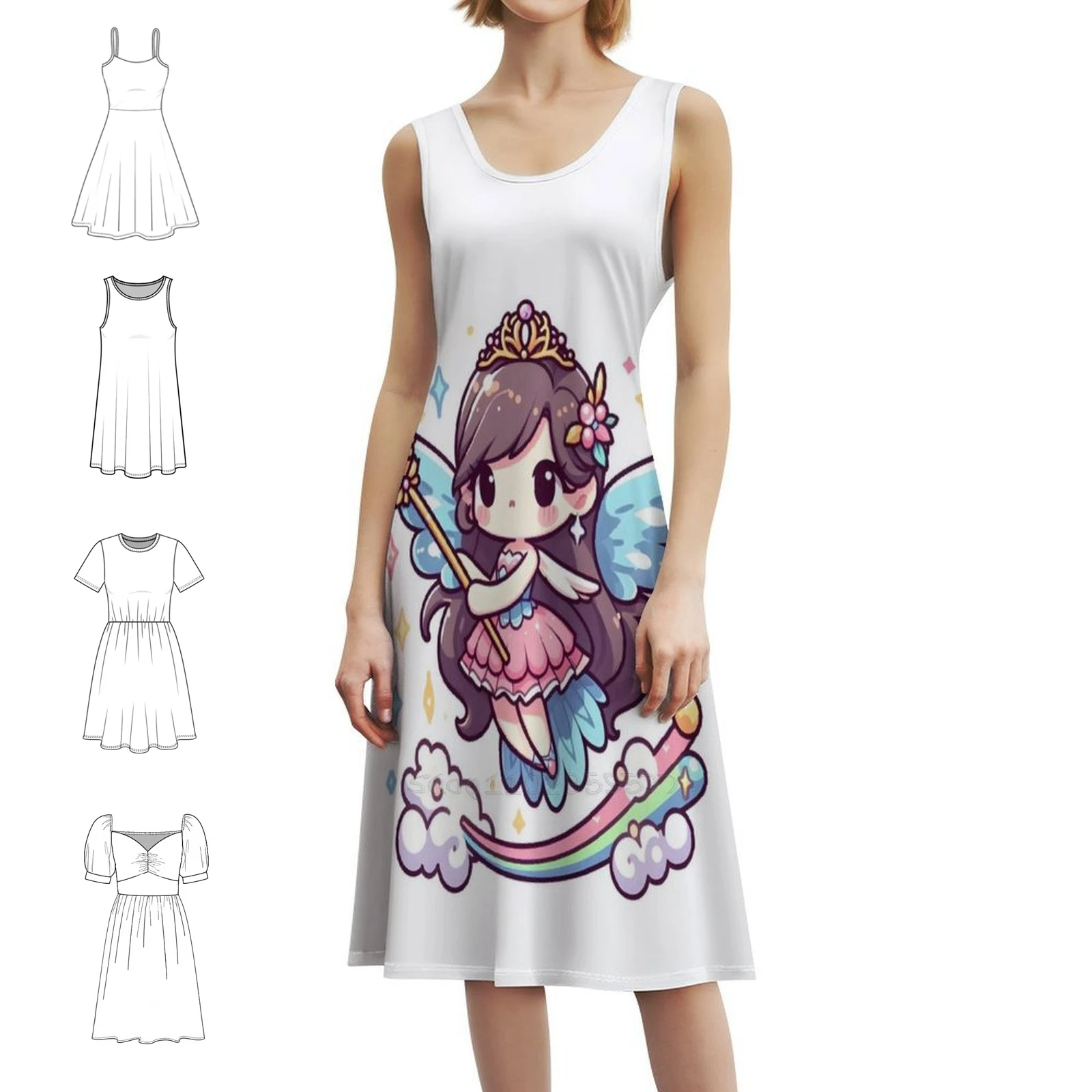 

Kawaii Magical Harpy с палочкой и тиарами Женское уличное платье в стиле хип-хоп с графическим принтом Одежда для вечеринок и клубов Kawaii Harpy Harpy Best