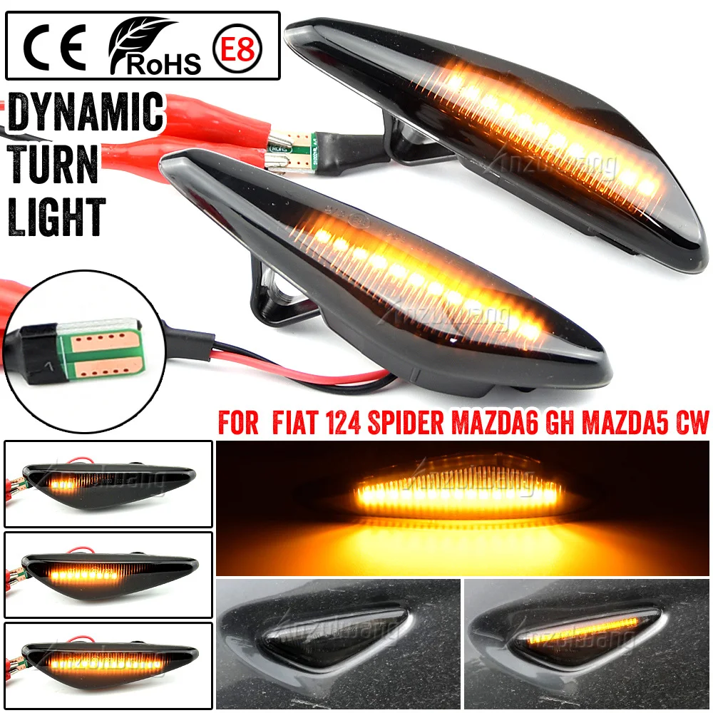 Dynamic Side Marker Light Side Signal Lights For Mazda 5 CW 6 GH MX-5 ND RX-8 Car Side Marker Lights For Fiat 124 Spider Abarth