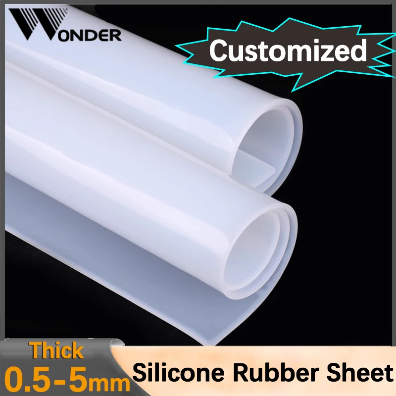 Translucent Silicone Rubber Sheet Clear Silicone Sheet Flat Mat High Temperature Resistance Thick 0.5/1/1.5/2/3/4/5mm