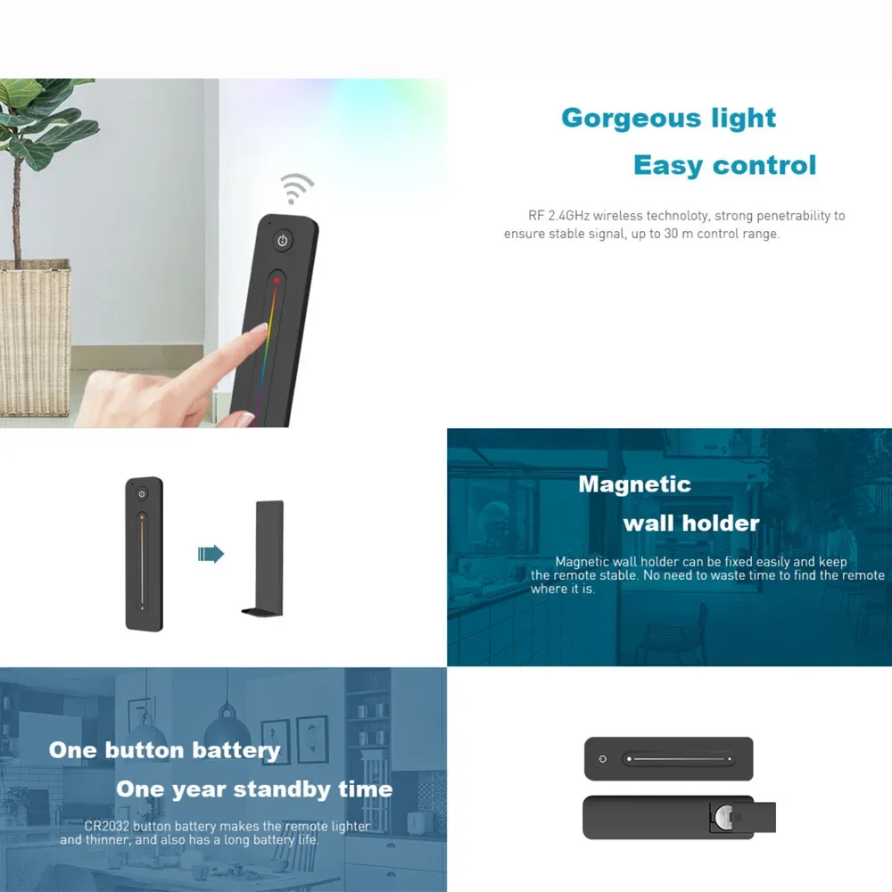 Tuya WiFi Smart LED Dimmer Controller Single Color RGB 2.4G RF Touch Remote APP Control DC5-24V