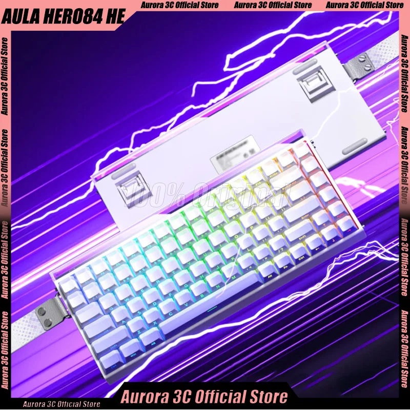 AULA HERO 84HE Magnetic Switch 0.01mmRT Gaming Keyboard 8000Hz E-sports 8K RGB Custom Mechanical Wired Keyboard Accessories Gift