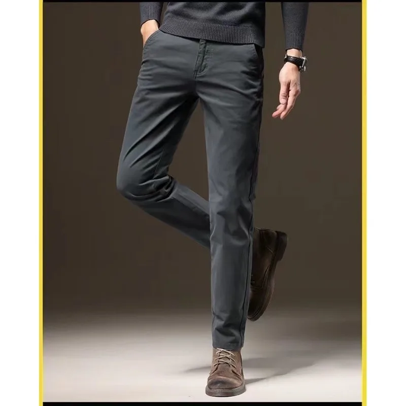 

Autumn and Winter Velvet Thickened Men's Casual Spring and Autumn Slim Straight Straight Versatile Stretch Wear-resistant Pants