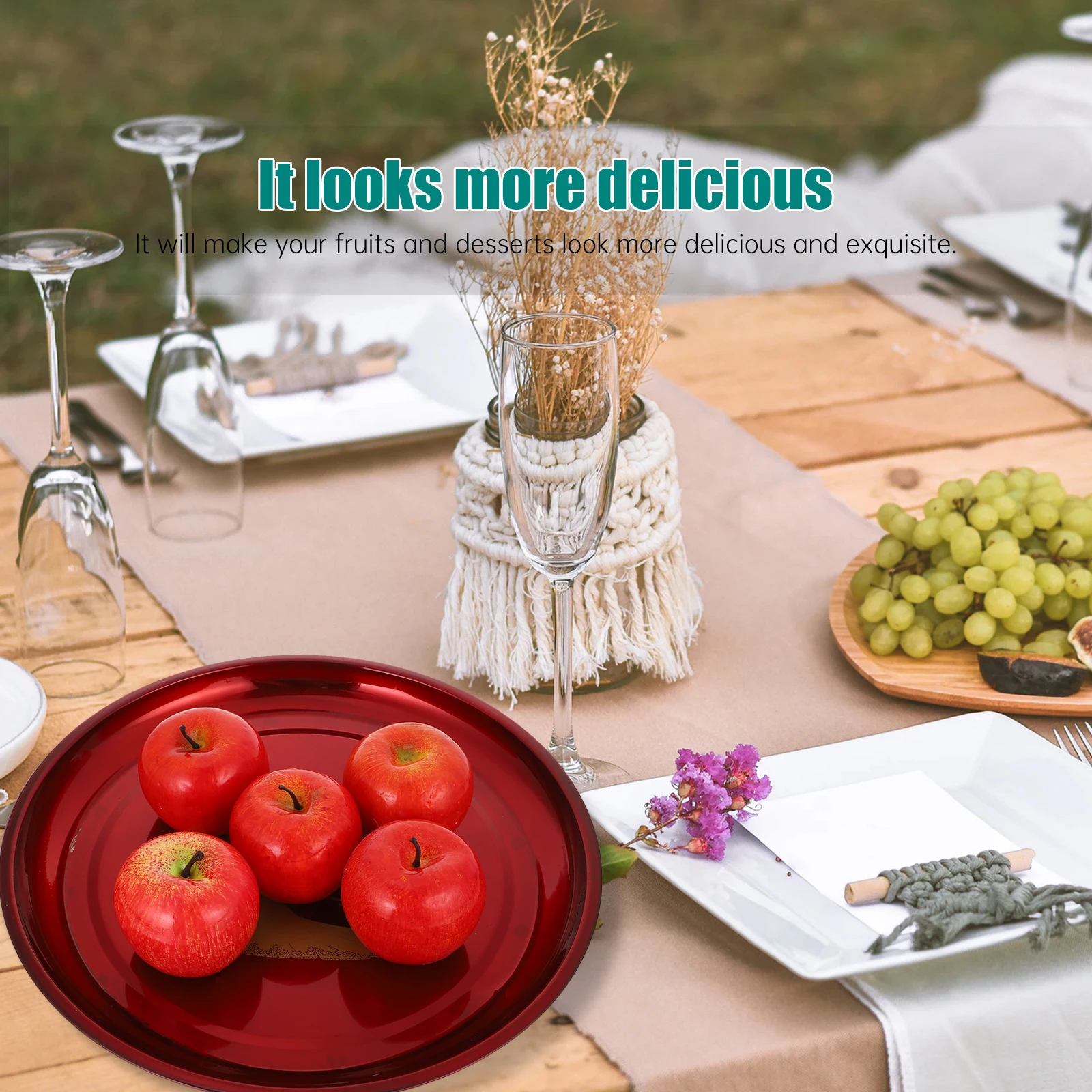 

1pc Style Wedding Tea Party Fruit Tray Premium Stainless Steel Round Serving Tray For Party Fruit Snack Dessert