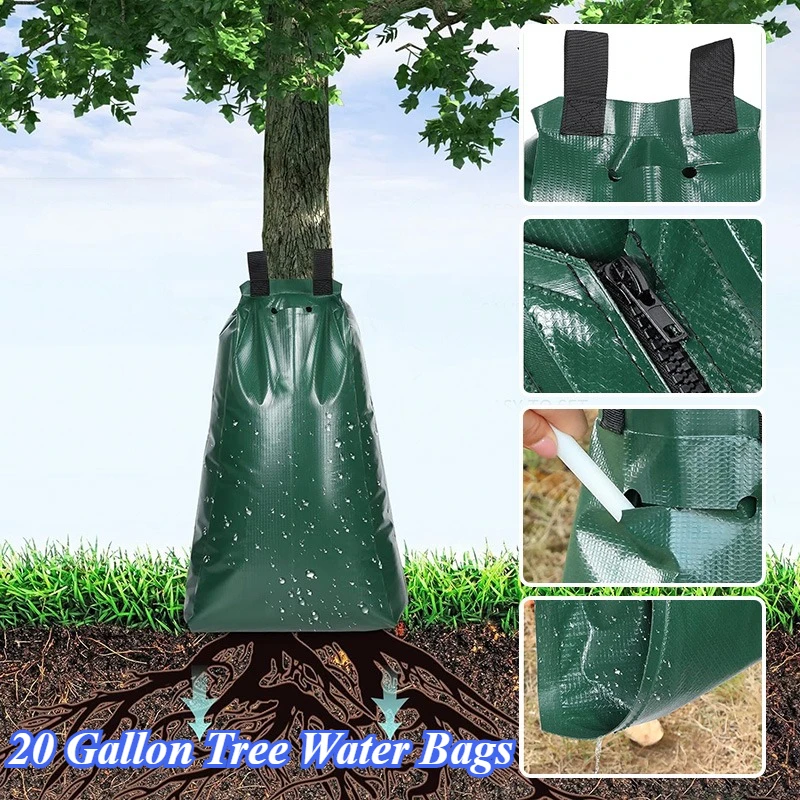 20 Gallon Slow Release Tree Watering Bag Drip Irrigation Pouch Reusable Water Bag for Newly Planted and Mature Established Trees