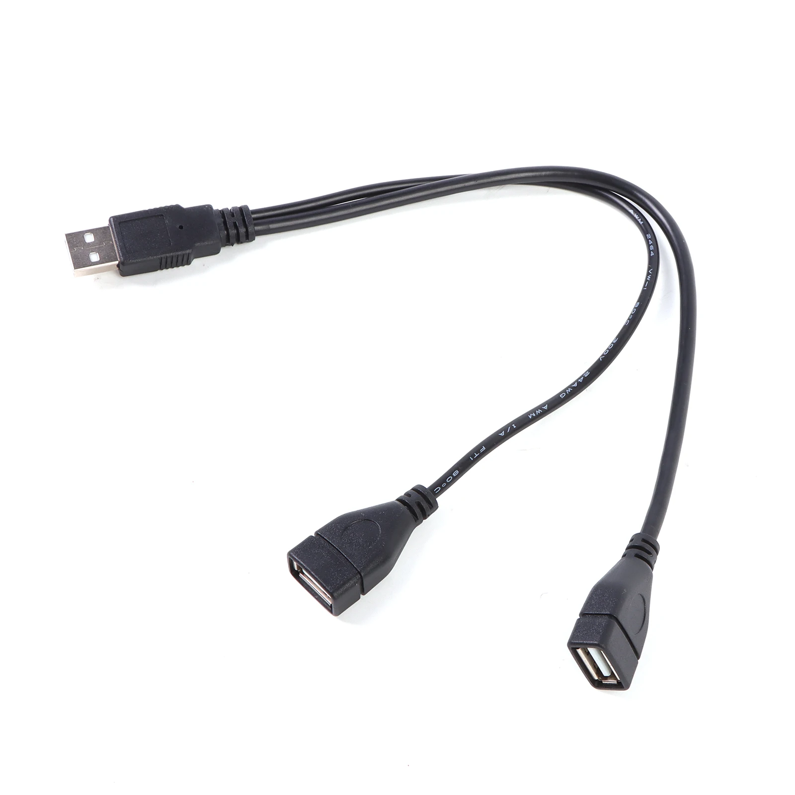 USB 2.0 A Male To 2 Dual USB 1inch Female Jack Y Splitter Hub Power Cord Adapter Cable Auto Parts