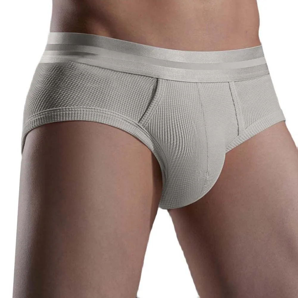 

Comfortable Waffle Briefs Breathable Briefs Active Lifestyle Classic Theme Soft Fabric Blend Solid Color Underwear Thin Material