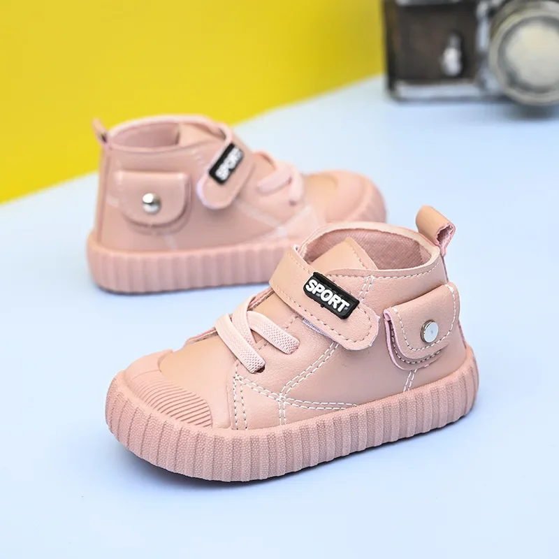 Children Casual Leather Shoes Baby Boy Girl Shoes Classic High Top PU Toddler Soft Sole Anti-slip Sneakers Zapatillas De Mujer