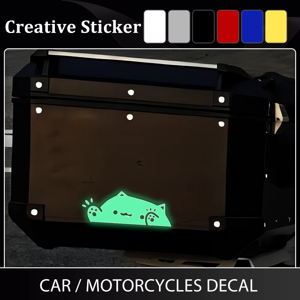 

Motorcycle Glow Stickers Cute Cat Decal Waterproof Motorbike Side Boxes Tail Box Decoration Moto Accessories Creative Sticker