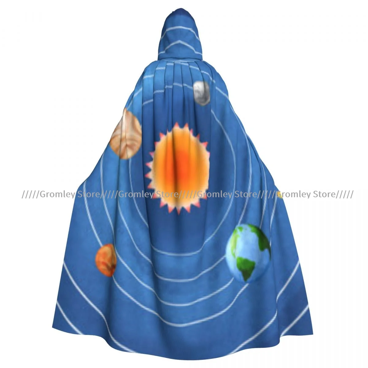 Adult Space Planets Poster Cloak Cape Hooded Medieval Costume Witch Wicca Vampire Halloween Costume Dress Coat