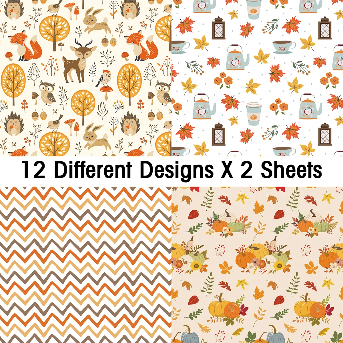 24 ورقة الخريف وعيد الشكر تحت عنوان سكرابوكينغ ورقة مجموعة لطيف DIY ألبوم صور أوراق الزخرفية للمجلات ، تغليف الهدايا