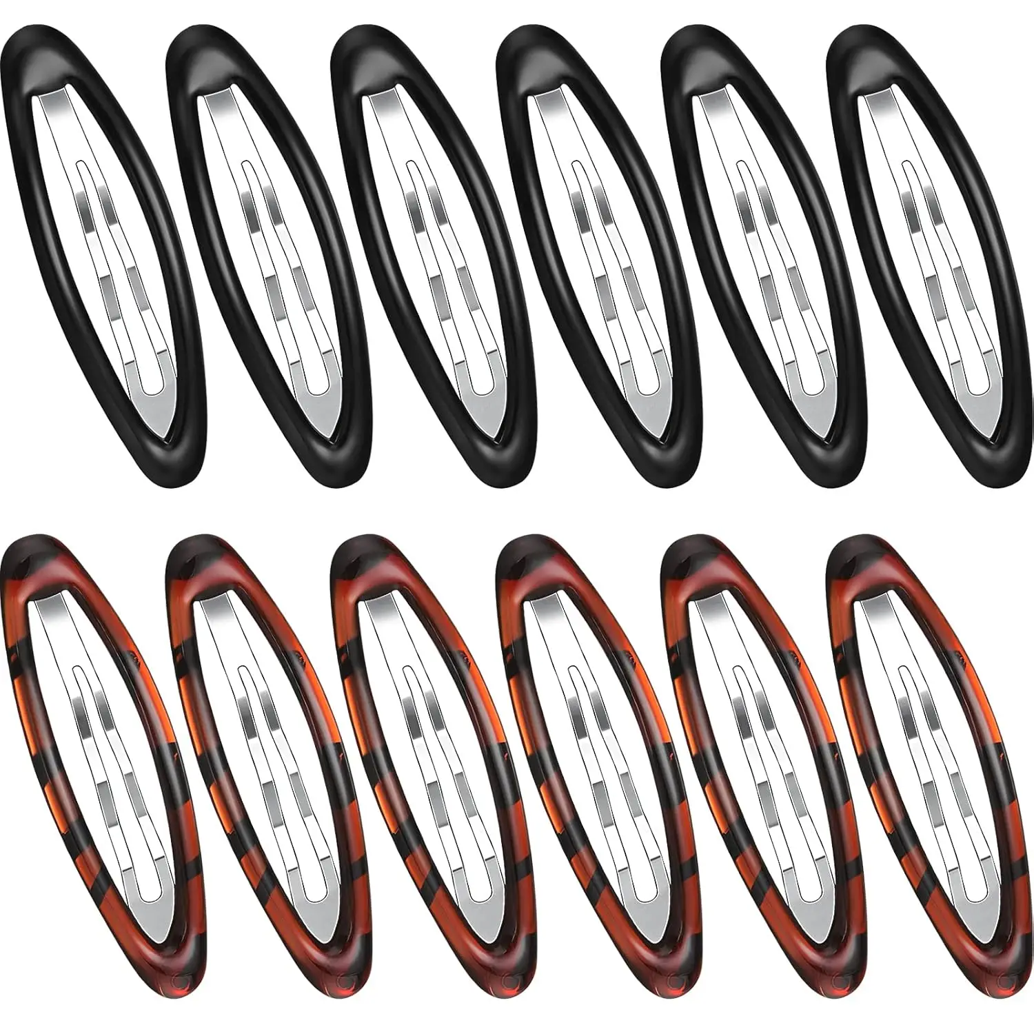 

Набор из 12 овальных заколок-защелок для волос для женщин, металлические заколки-крабики под черепаху с нескользящим покрытием, 2,8 дюйма, элегантные аксессуары