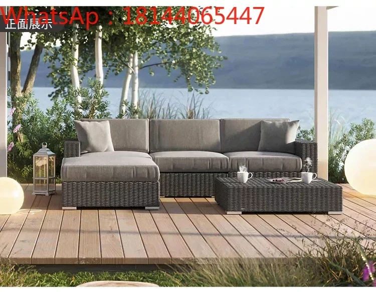 

Vine chair sofa outdoor terrace leisure outdoor rattan art furniture villa courtyard waterproof rattan weaving sofa combination