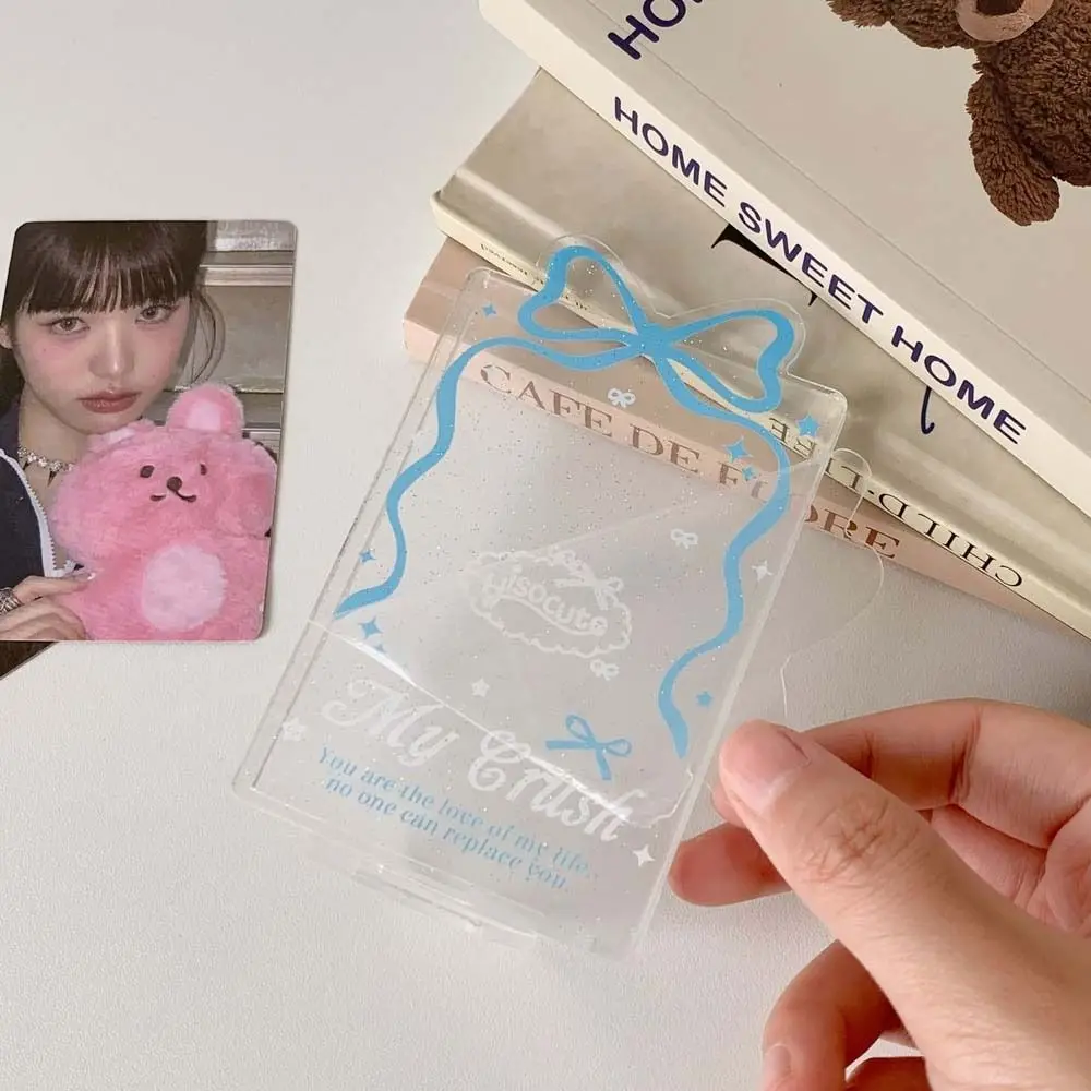 Desktop Decoration Korean Style Card Holder Bowknot Polaroid Photo Student Card Cover Card Case Acrylic ID Card Holders Student