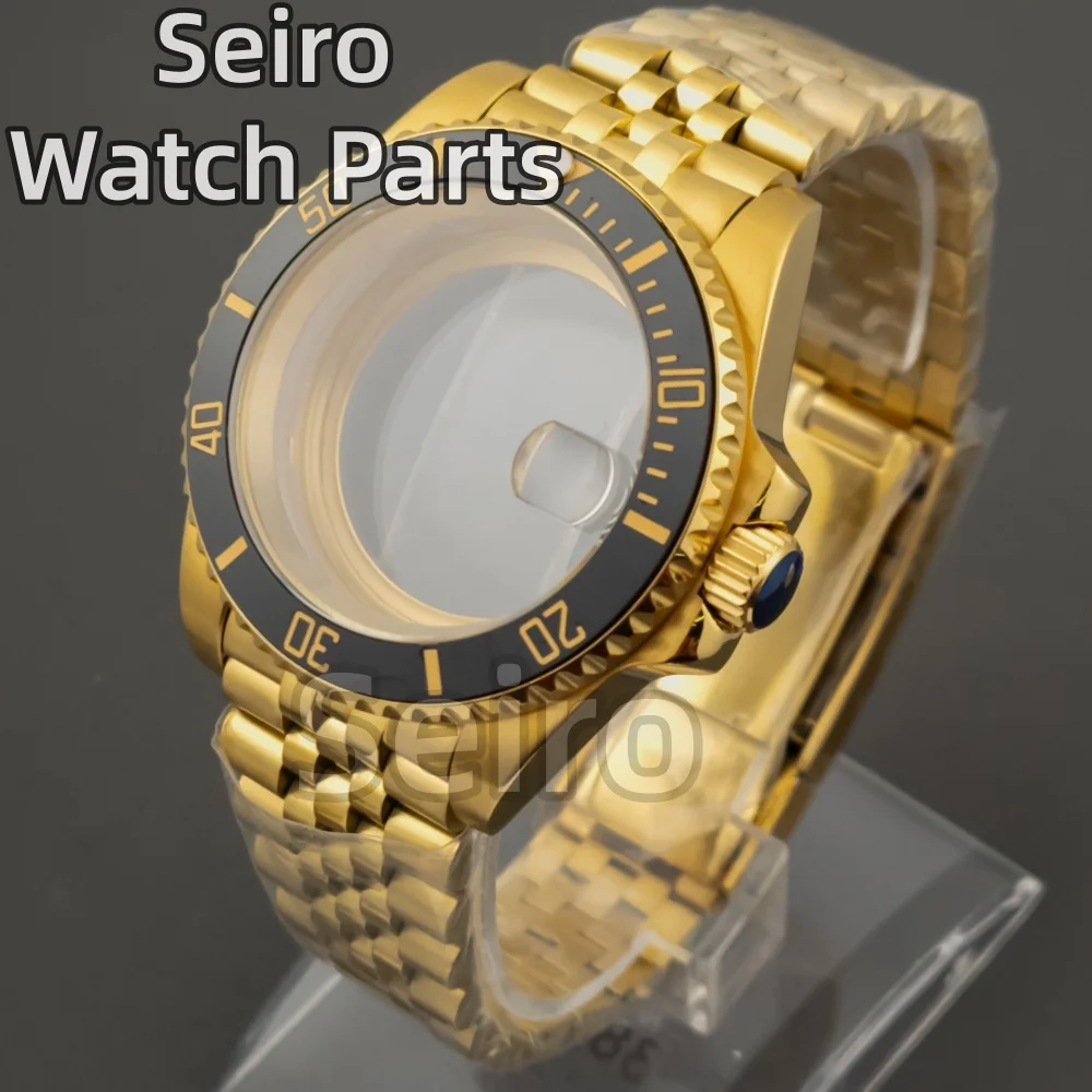 

40mm watch case jubilee strap bracelet sapphire gold pvd stainless steel waterproof for sub gmt NH35 NH36 movement 28.5mm dial