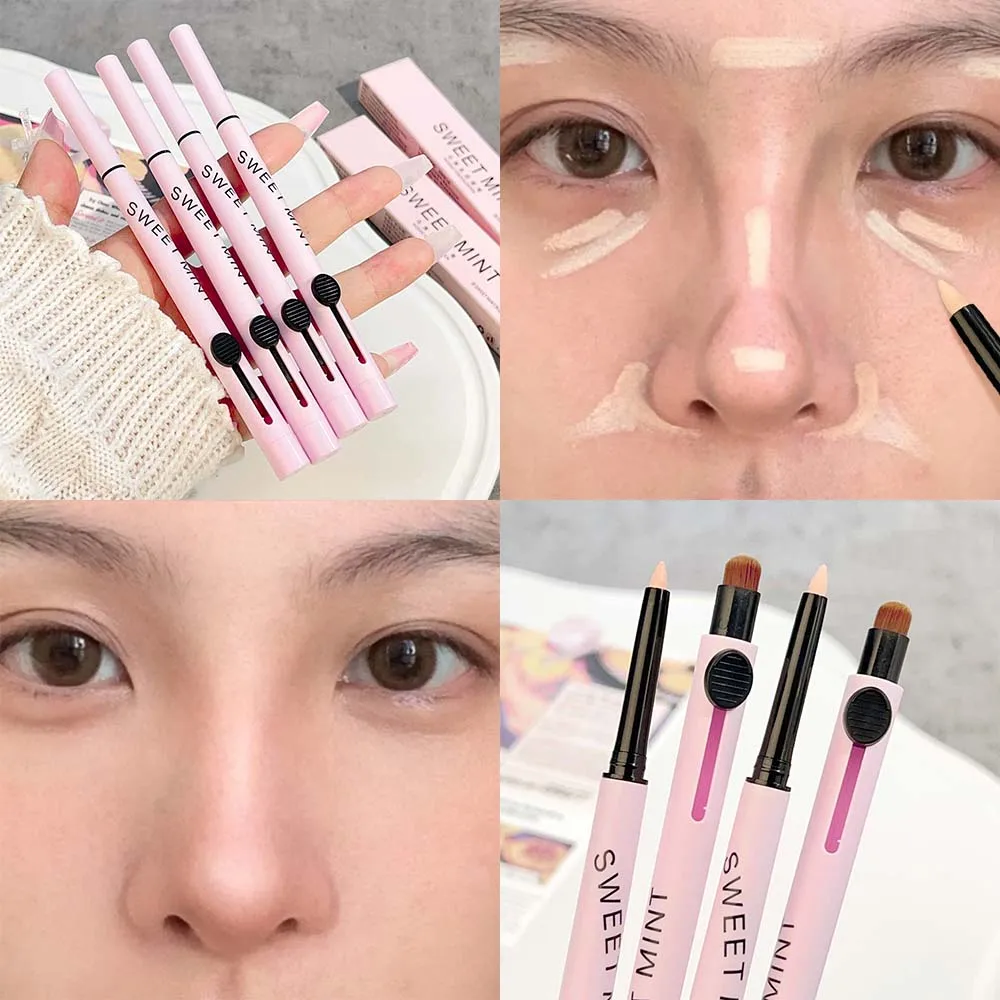 2 In 1 Mozaïek Concealer Pen Glad Onzichtbaar Oog Donkere Kringen Crème Waterdichte Natuurlijke Dekking Concealer Met Borstel Foundation