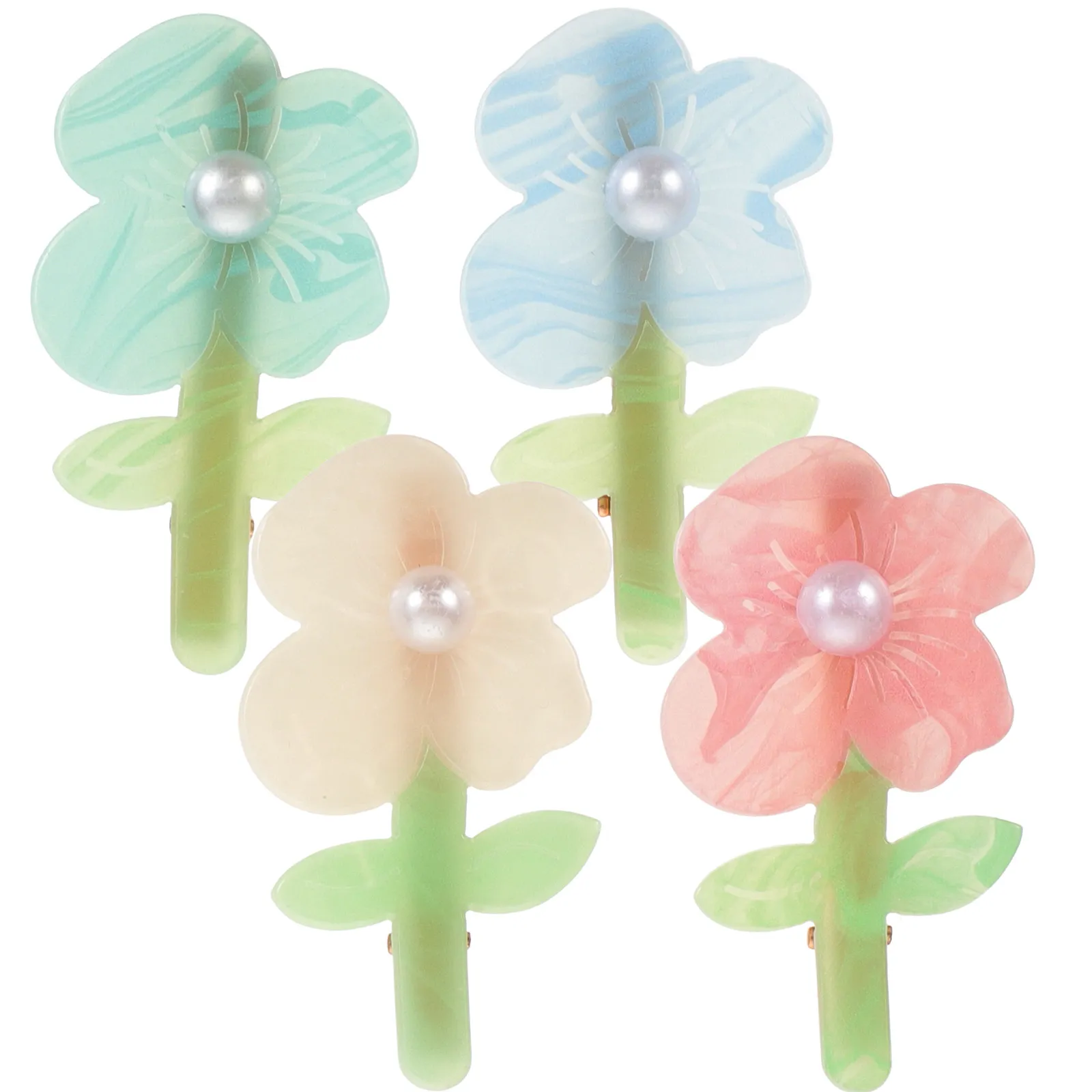

4Pcs Flower Hair Clips Small Acrylic Floral Barrettes Sturdy Alligator Clips for Girls Office Travel Summer Hair Accessories