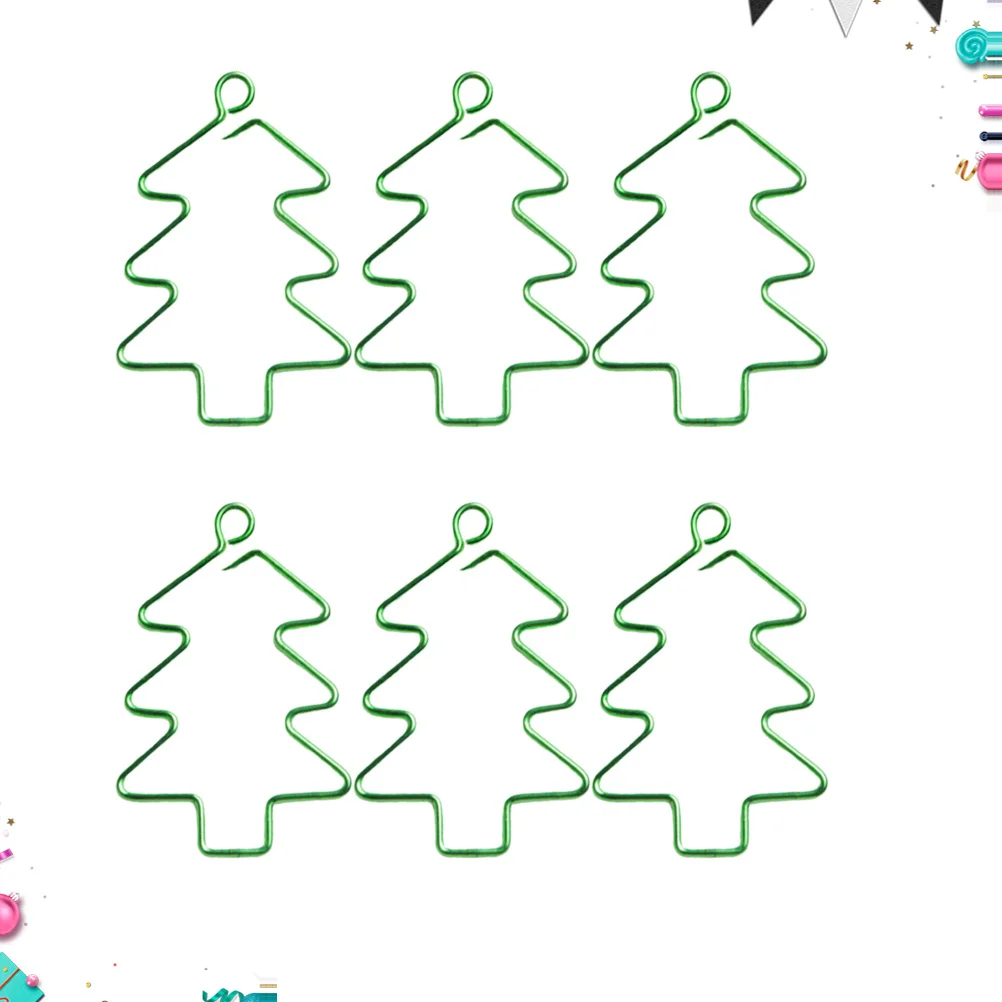 

6Pcs Christmas Tree Paper Clips Cute Colored Bookmarks for Papers Letters Money Holder Office School Supplies Gift Idea