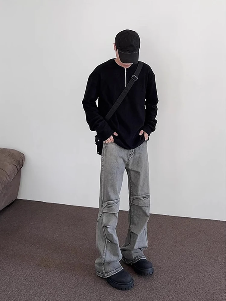 

Мужские джинсы Waed ey American High Street: прямой крой, слегка расклешенные, с эффектом потертости, молодежный дизайн, хлопковый деним