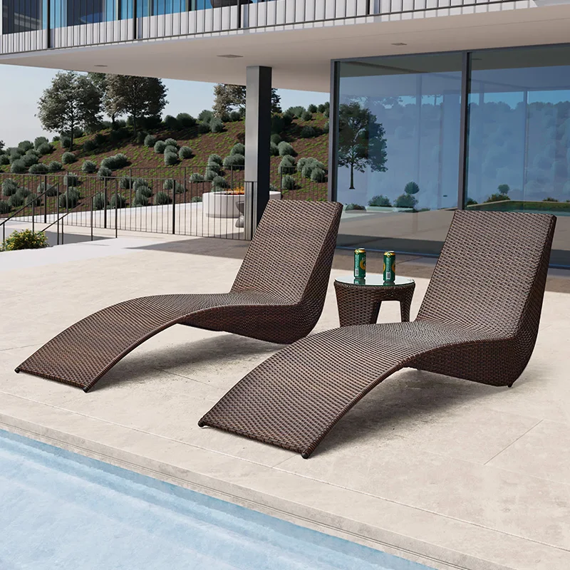 Outdoor Lounge Chair Balcony Rattan Bed Beach Chair Swimming Pool Leisure Furniture
