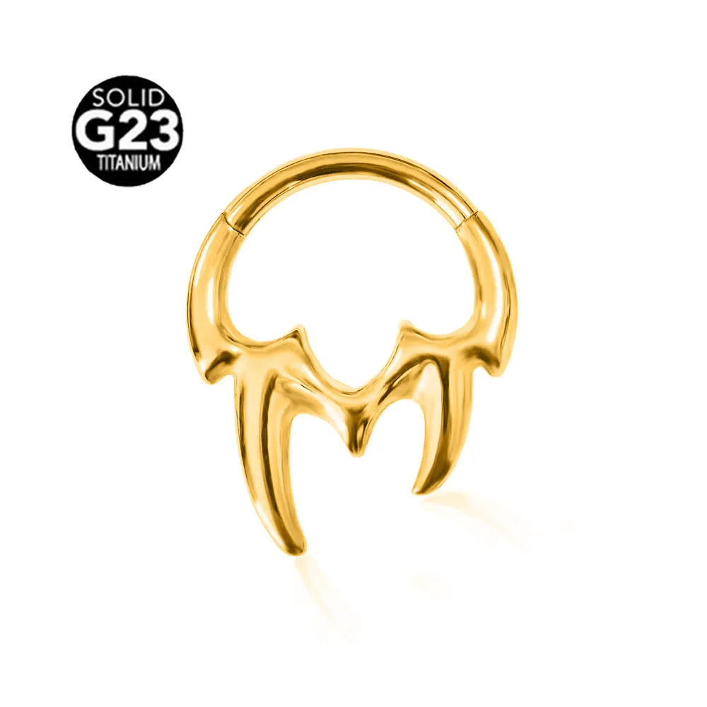 ASTM F136 G23 Titanium Flame Moon Fangs Tusk Waterdrop Septum Piercing Segment Clicker Nose Ring Daith Conch Hoop Earring 16G