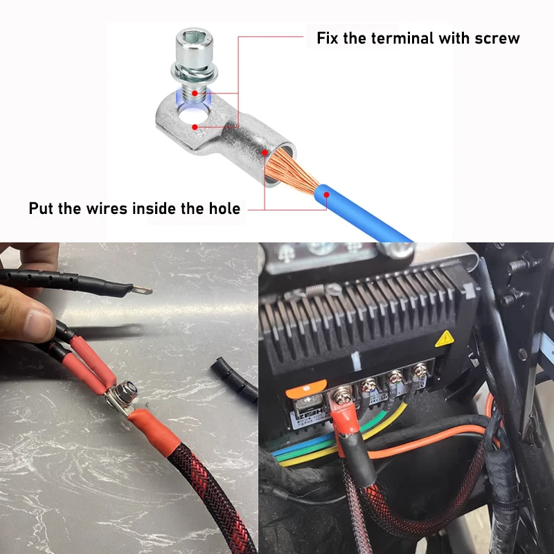 SC Type Wire Nose Terminal SC35 SC50 SC70 SC95 Bare Copper Battery Block Lugs Hole ID 6 8 10 12mm Crimp Wire Connectors